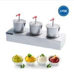 Commercial Catering 3 Bucket Stainless Steel Table Top Ketchup Dispenser Multi Condiment Pump Sauce Dispenser