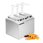 Commercial 3 Bucket Stainless steel Table Top Ketchup Dispenser Multi Condiment Pump Gun Sauce Dispenser