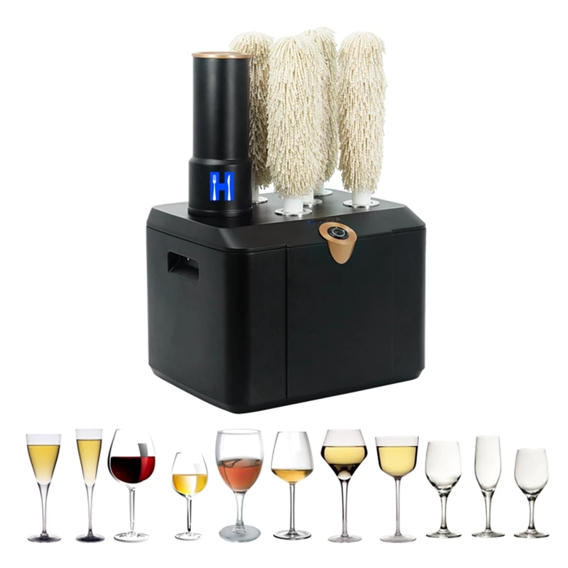 Electric Commercial Glassware Polishing Washer Wiping Machine Wine Glass Cup Dryer Polisher Brushes