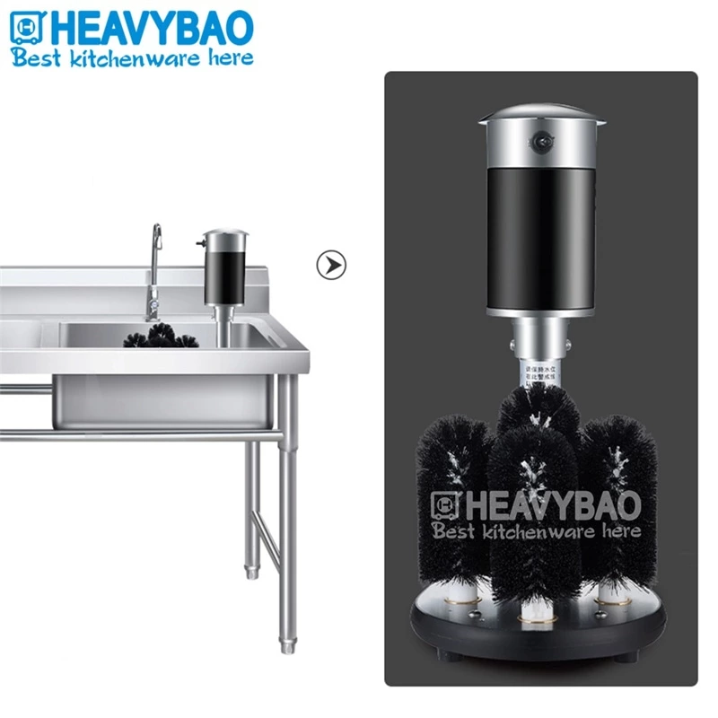 Commercial 5 Brushes Glasses Bar Restaurant Cafe Glass Edge Polishing Machine Glass Cup Dryer and Polisher