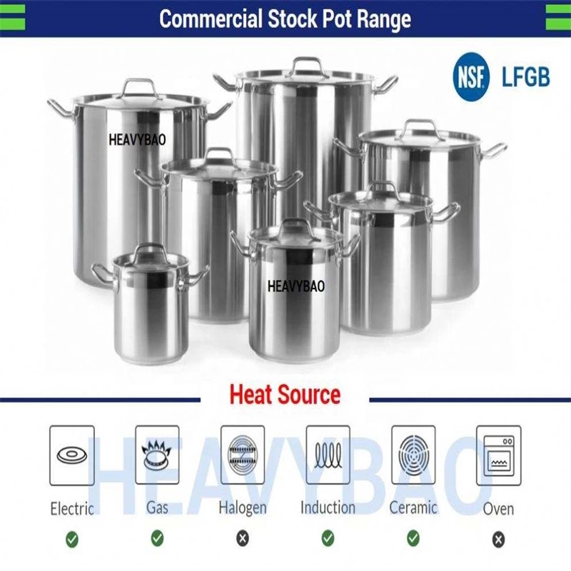 Stock Stainless Steel Commercial Composite Cookware Saucepan Composite Sandwich Bottom Casserole Induction Cooking Stock Pots