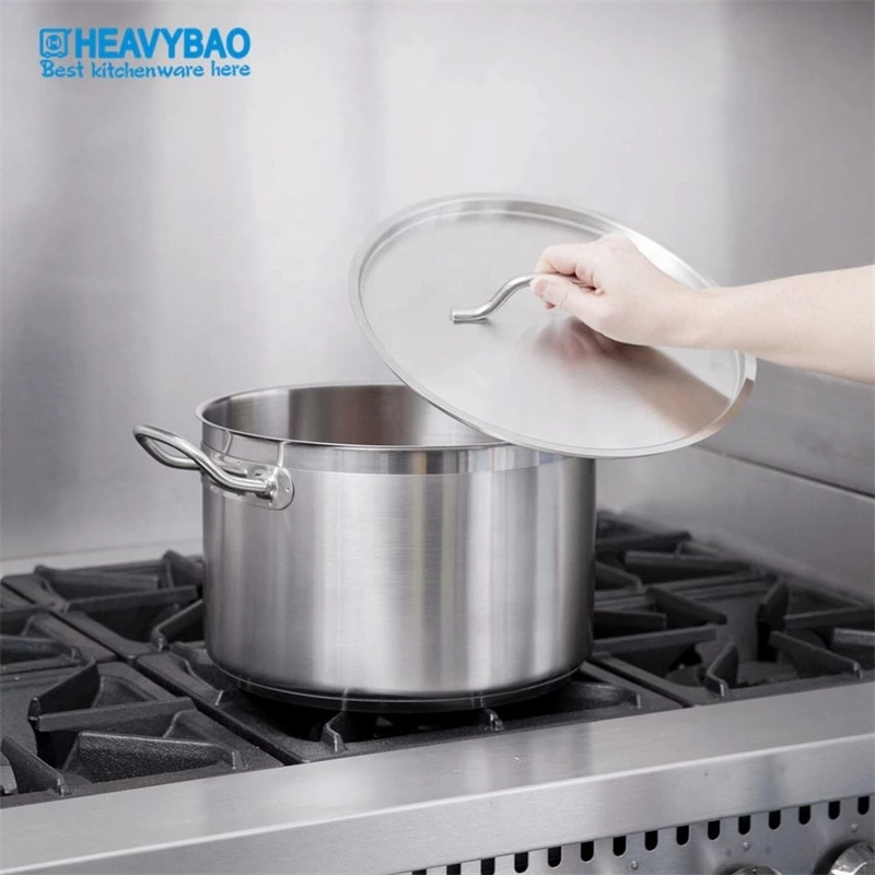 Large Capacity Cookware Commercial Stainless Steel Cooking Pot Induction Heavy Duty Stock Pots