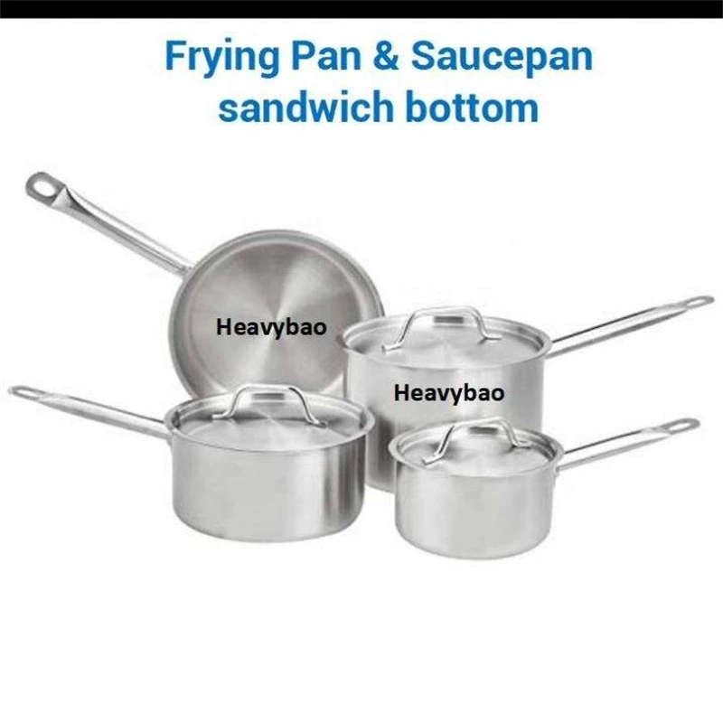 Stock Stainless Steel Commercial Composite Cookware Saucepan Composite Sandwich Bottom Casserole Induction Cooking Stock Pots