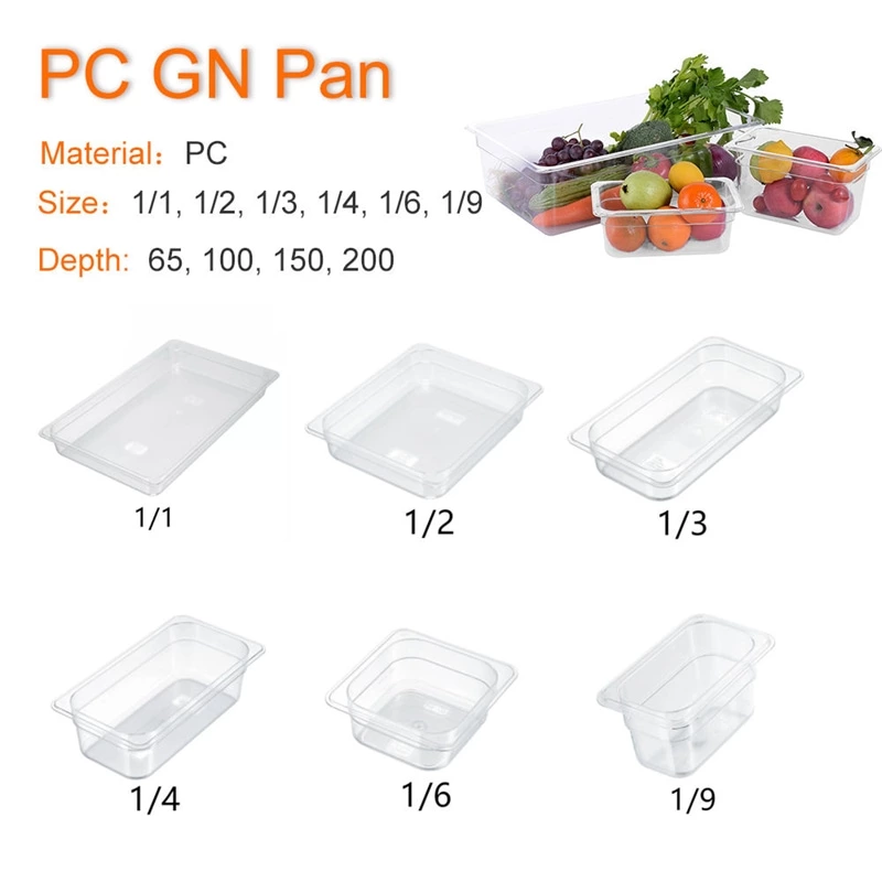 GN Pan Clear Plastic Polycarbonate Storage Transport PC Gastronorm Food Pan