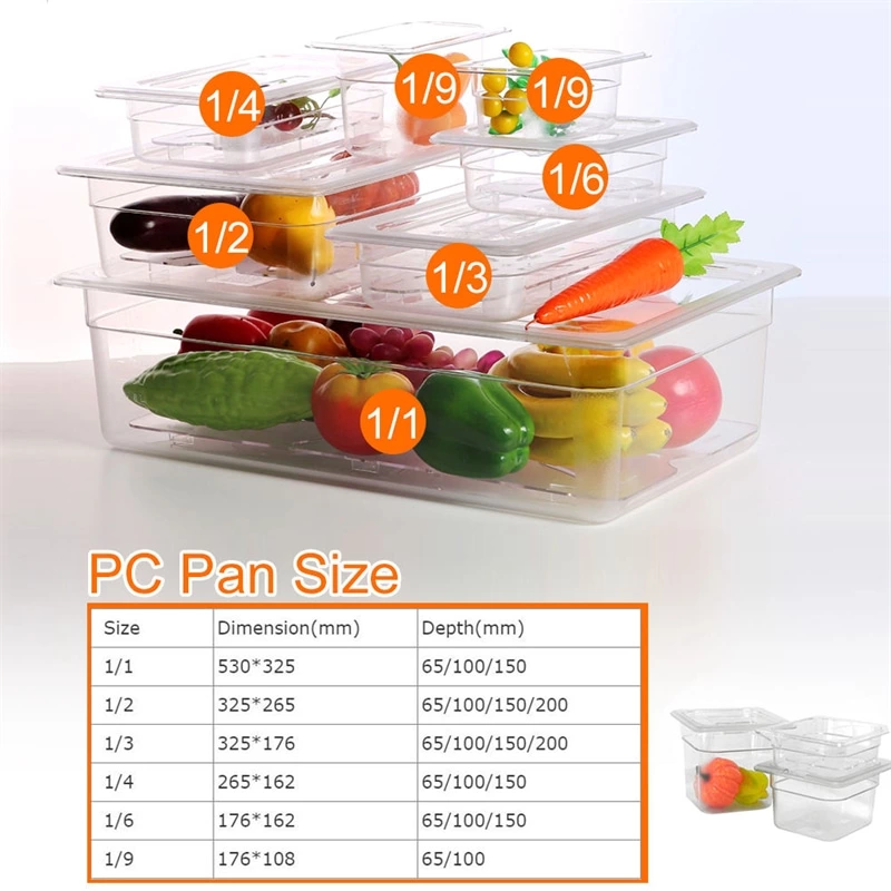 GN Pan Clear Plastic Polycarbonate Storage Transport PC Gastronorm Food Pan