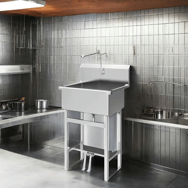 31x20 Floor-mounted Hands-free Scrub Sink With 1 Double Foot-operated 0.5 Gpm Faucet Kitchen Machine Essentials