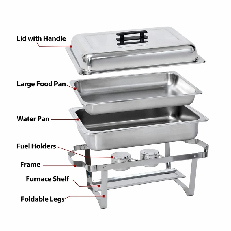 Buffet Equipment Luxury Stainless Steel Foldable Chafing Dish For Hotel And Restaurant Commercial Buffet Food Warmer