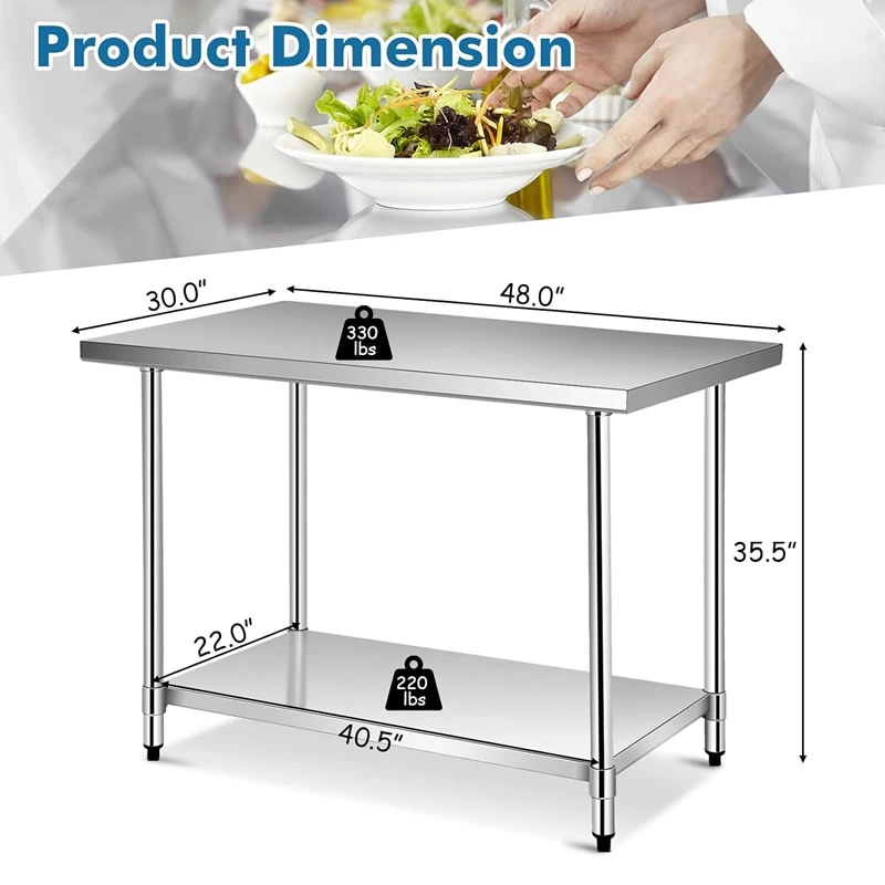 Commercial Stainless Steel Food Prep Table Commercial Kitchen Table With Adjustable Steel Work Prep Table