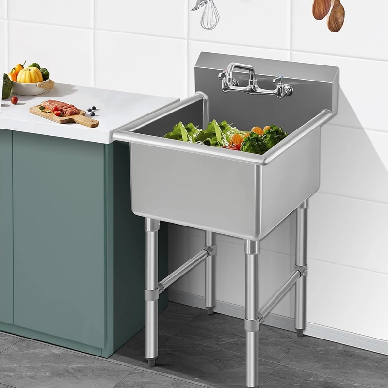 Commercial Stainless Steel Sink 1 Compartment Prep & Utility Sink With  Bowl For Bar, Restaurant, Kitchen, Hotel And Home