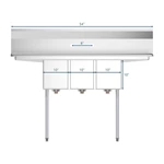 Compartment Stainless Steel NSF Commercial Kitchen Sink with Right and Left Drainboards Utility Restaurant Sink