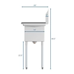 Compartment Stainless Steel NSF Commercial Kitchen Sink with Right and Left Drainboards Utility Restaurant Sink