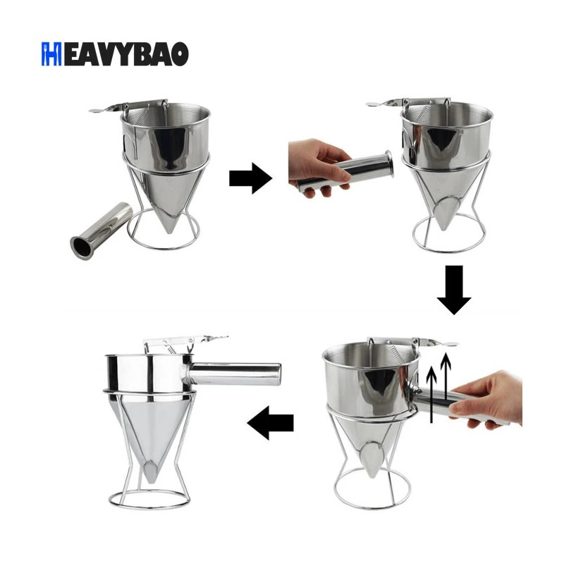 Detachable Stainless Steel Manuel Batter Dispenser Detachable Cupcake Kitchen Utensils Gadget Takoyaki Dispenser Funnel