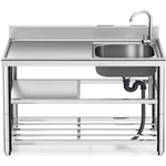 Free Standing Stainless Steel Sink Outdoor Sink with Hot cold Hoses for Garden Garage Utility Sink  Commercial Restaurant