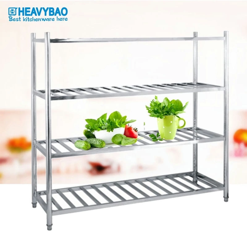 Heavy-duty Stainless Steel Square Ladder Type Storage Rack Hotel Kitchen Machines Work Bench Food Rack Shelf