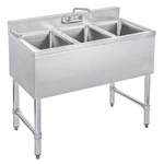 Heavybao 3 Compartment Under Bar Sink - Nsf Commercial Freestanding Bar Sink With Bowls Hotels Bars Restaurants, Kitchens Sink