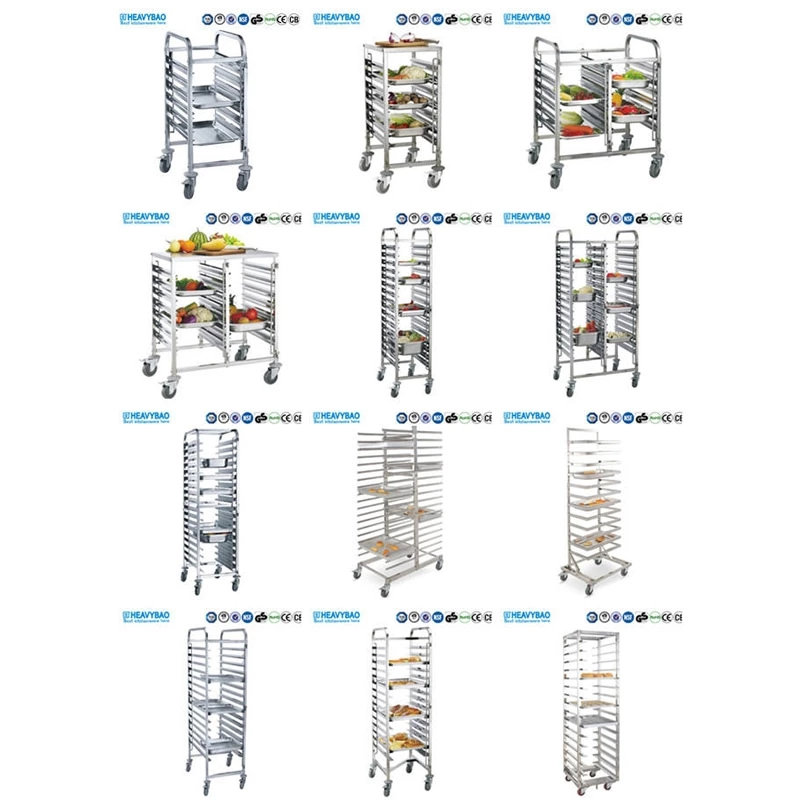 Heavybao Customized Stainless Steel Storage Rack Cart Hotel Equipment for GN Pans Kitchen Machines