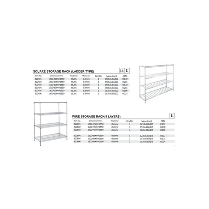 New Design Stainless Steel Square Ladder Type Storage Rack Hotel Kitchen Work Bench Food Rack Shelf Kitchen Machines