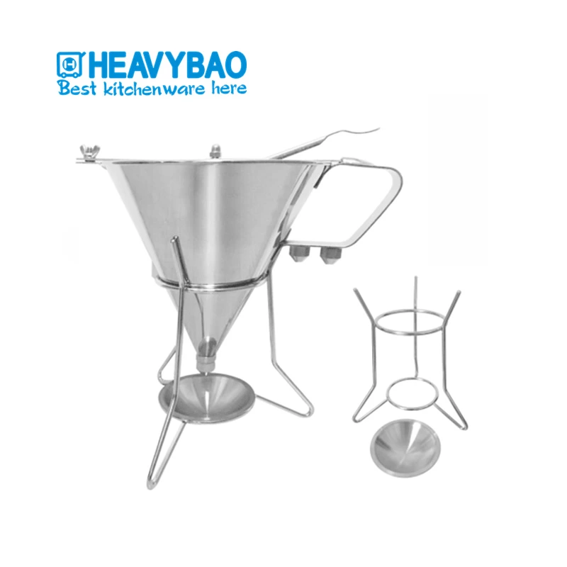 Heavy-Duty Stainless Steel Pastry Syrup Filter Batter Funnel with Stand Includes Pressure Vessel as Core Component