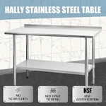 Sinkstables H Stainless Steel Table For Prep Work 24 X 60 Inches Nsf Duty Table With Undershelf And Backsplash