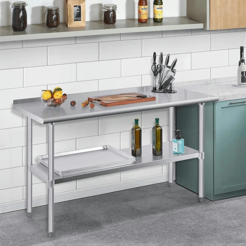 Sinkstables H Stainless Steel Table For Prep Work 24 X 60 Inches Nsf Duty Table With Undershelf And Backsplash