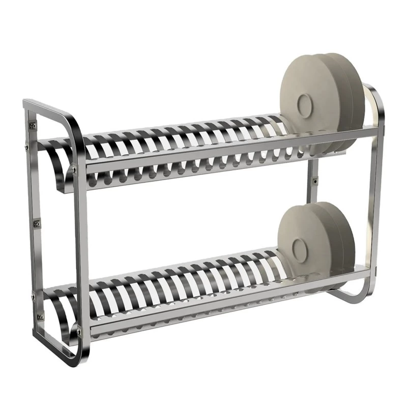 Stainless Steel Wall-Mounted Hanging Shelf Sustainable Kitchen Storage Rack for Restaurant Use Plate Holder for Hotels