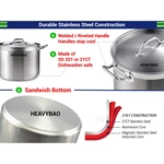 Heavybao High Quality Kitchenware  Stainless Steel Stock Pot Soup Pots Aluminium Cooking Hot Pot Set