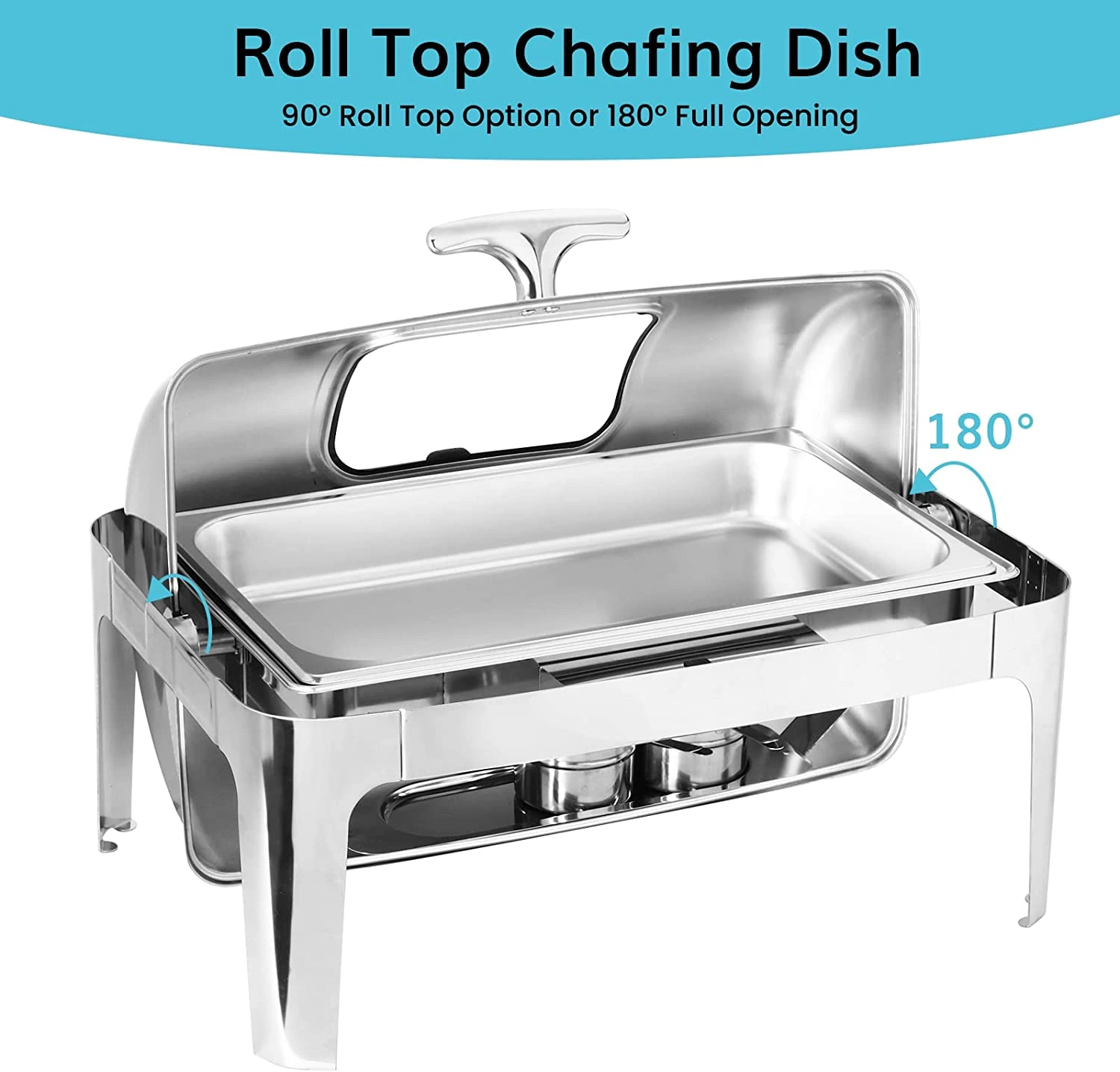 Commercial Stainless Steel Roll Top Chafing Dish with Alcohol Heater Used for Buffet Food Warmer for Restaurants Hotels