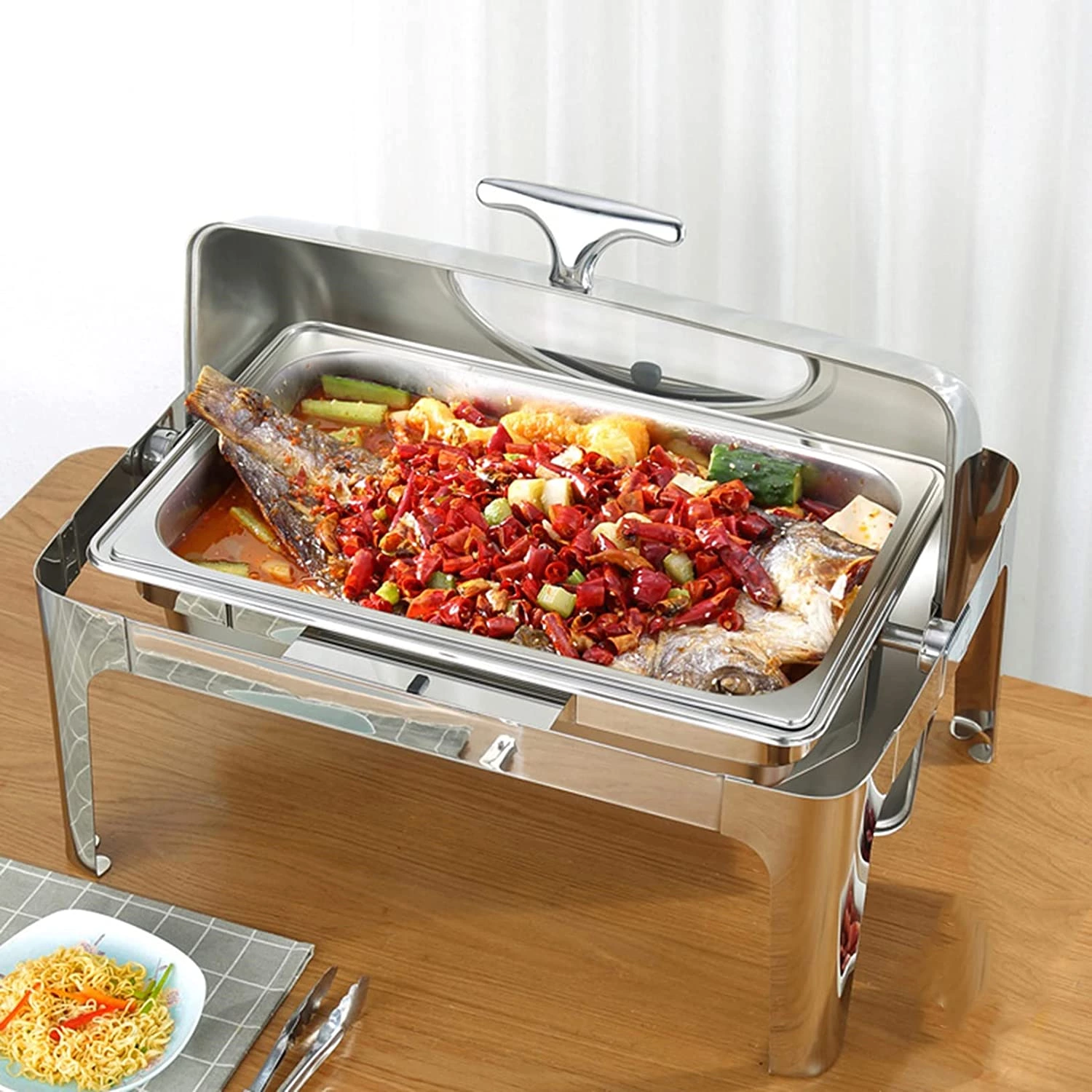 Glass Food Warmer Dishes Used Food Party Thermos Food Warmer Buffet Server Catering Equipment Buffet Chafing Dish