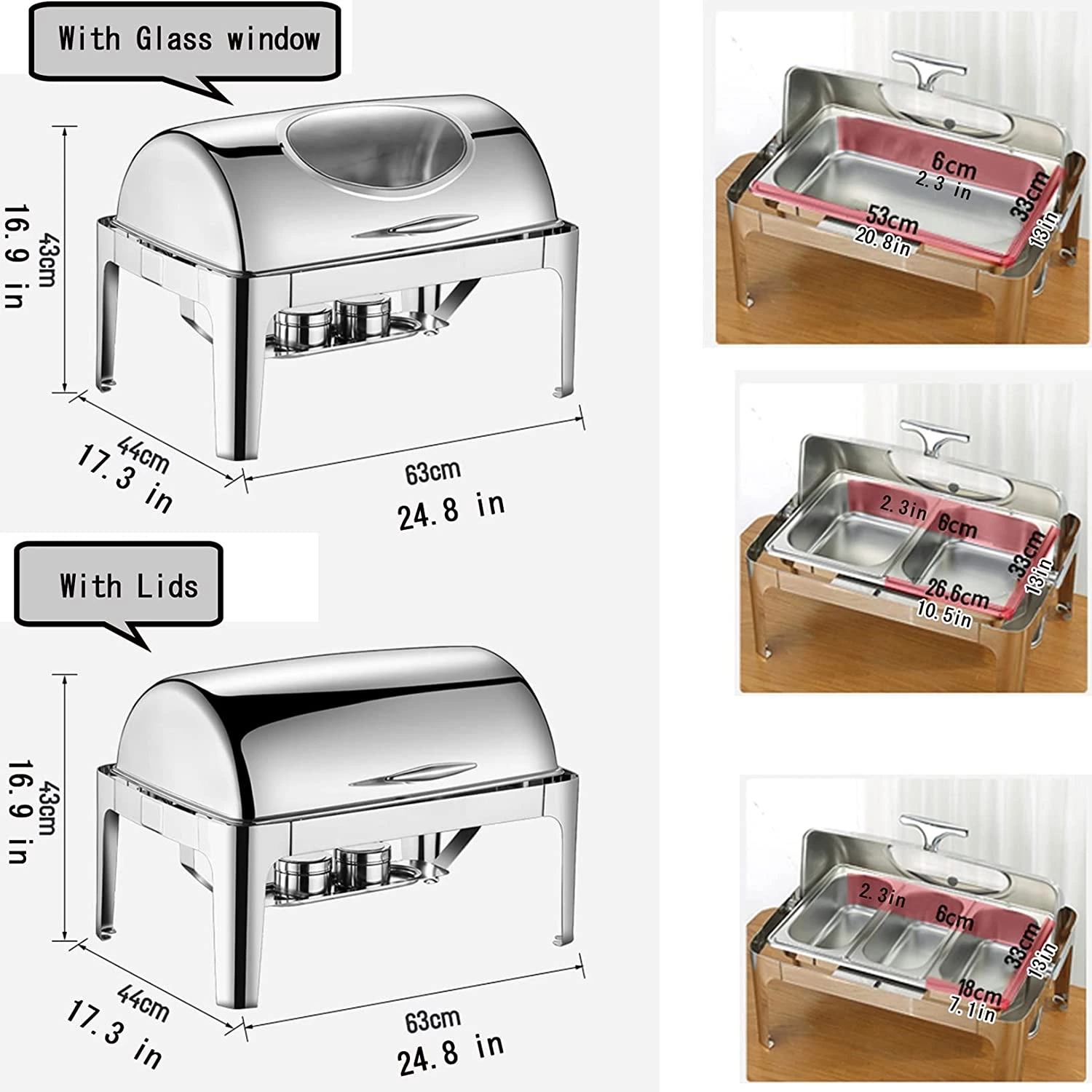 Glass Food Warmer Dishes Used Food Party Thermos Food Warmer Buffet Server Catering Equipment Buffet Chafing Dish