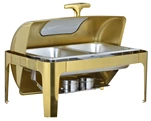 Commercial Used Food Stainless Steel Food Warmer Buffet Containers Warmers Round Roll Top Chafing Dish With Show Window