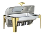 Commercial Used Food Stainless Steel Food Warmer Buffet Containers Warmers Round Roll Top Chafing Dish With Show Window