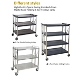 Commercial Grade Cart Wire Rolling Cart with Handle Bar Steel Service Cart with Utility Shelf Food Storage Trolley