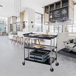 Commercial Grade Cart Wire Rolling Cart with Handle Bar Steel Service Cart with Utility Shelf Food Storage Trolley