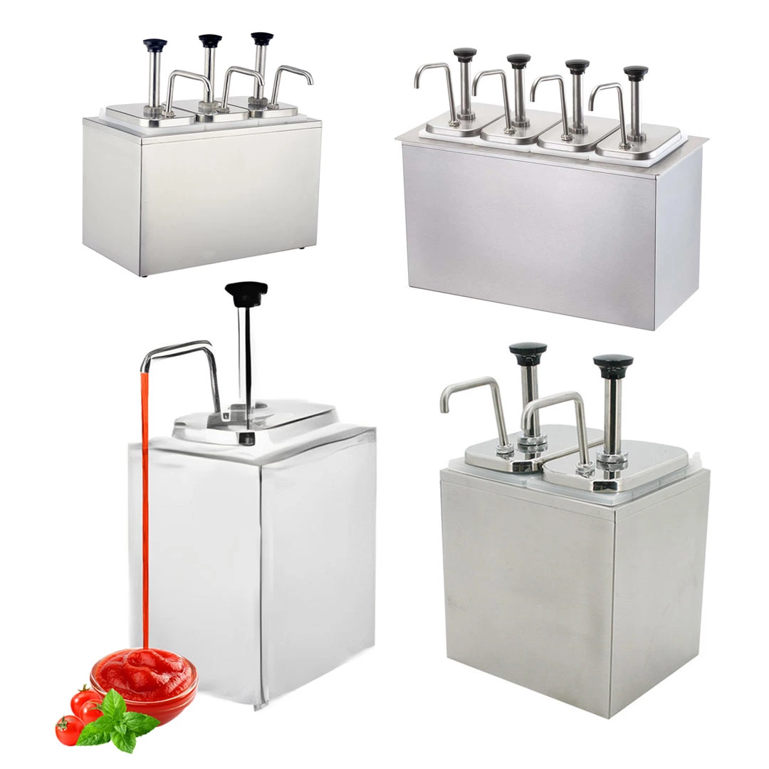 Commercial Bucket Stainless Steel Table Top Ketchup Honey Dispenser Multi Condiment Pump Tomato Sauce Dispenser