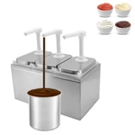 Commercial Catering 3 Bucket Stainless Steel Table Top Ketchup Dispenser Multi Condiment Pump Sauce Dispenser